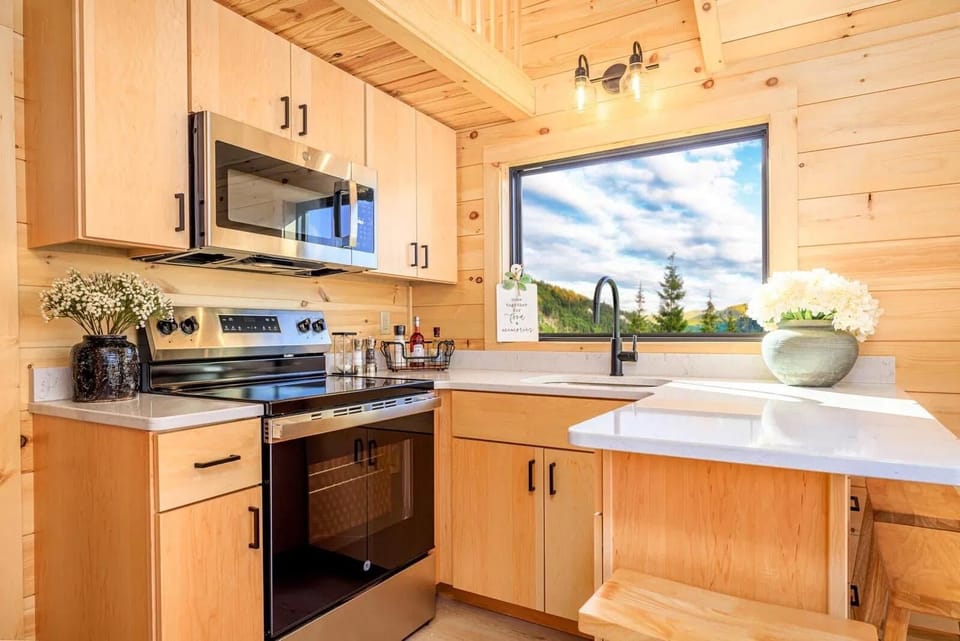 Cozy kitchen with modern appliances and sunny window views