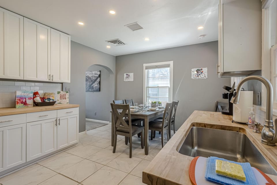 Bright, airy kitchen with cozy dining nook for family meals