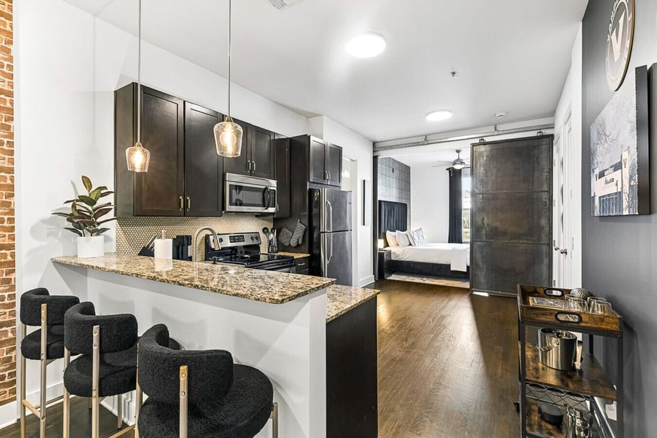Open concept living and dining spaces