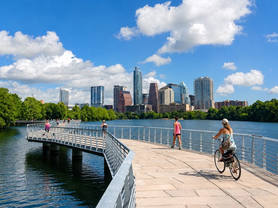 Enjoy the scenic lakeside boardwalk with skyline views for walks and bike rides.