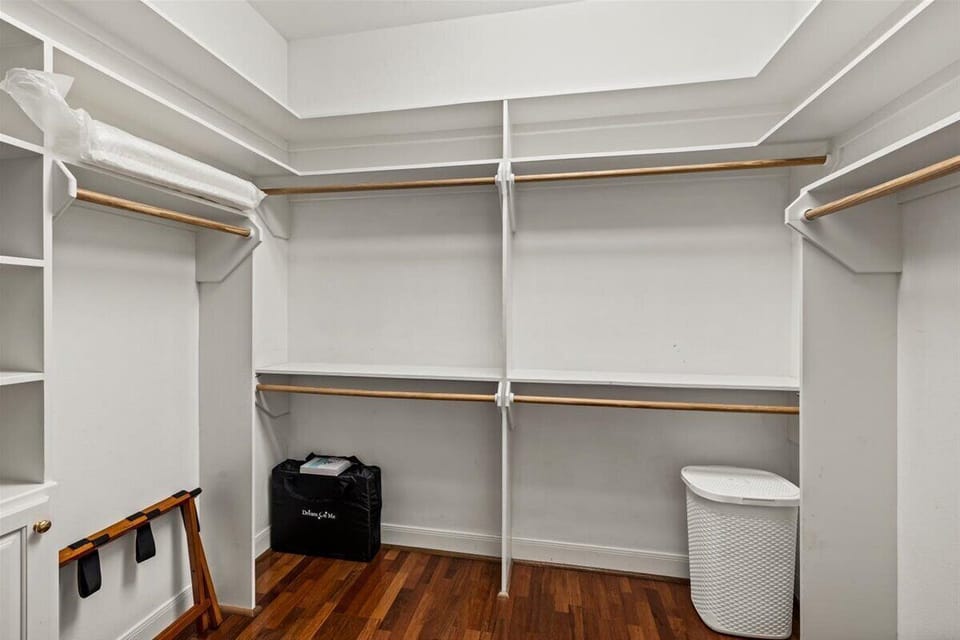 Walk-in closet with ample storage space for extended stays