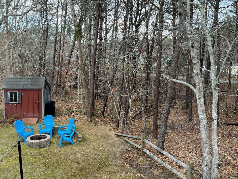 view from master bedroom with Cape Cod Rail Trail in background