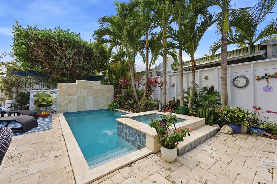 Large, tropical deck