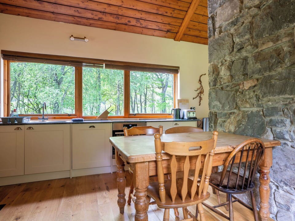 Furniture, Interior Design, Flooring, Wood, Floor, Ceiling, Kitchen, Room, Cabinetry, Countertop