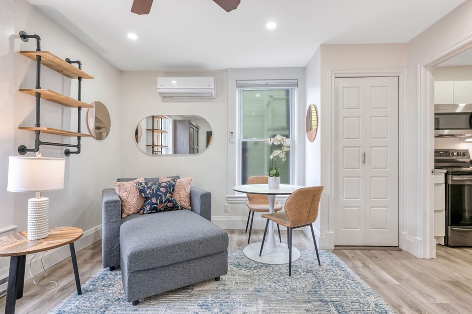 Calm, uncluttered space designed for comfort and ease