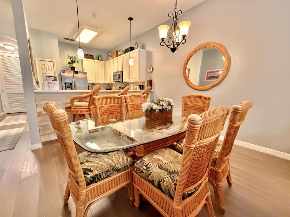 Comfortable dining space for family meals and game nights.
