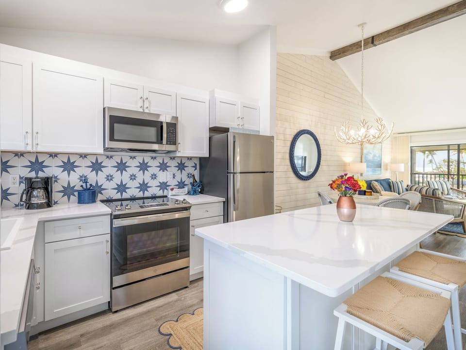 Cook with ease in the bright, modern kitchen and island.