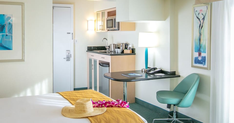 Settle in with a handy kitchenette and cozy dining nook.