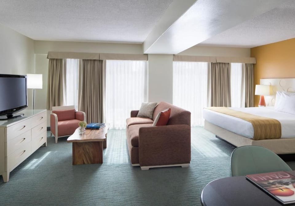 Stretch out in the airy lounge area beside sunlit windows.