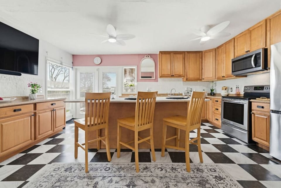 Kitchen | Breakfast Bar | Window Views & Ceiling Fans