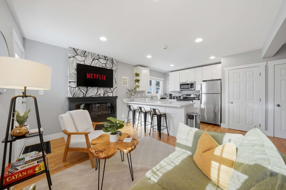 Spacious open-concept layout with kitchen, dining, and living area.