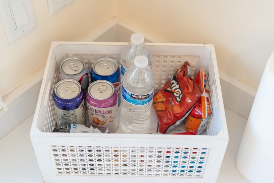 Complimentary welcome snacks and drinks waiting for you when you arrive.