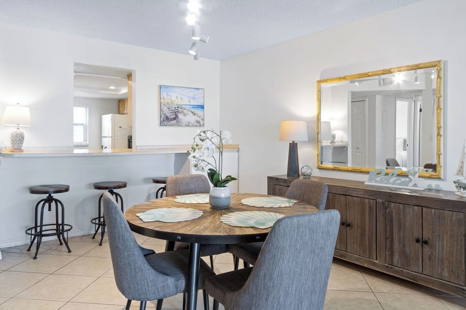 Dining table seats four