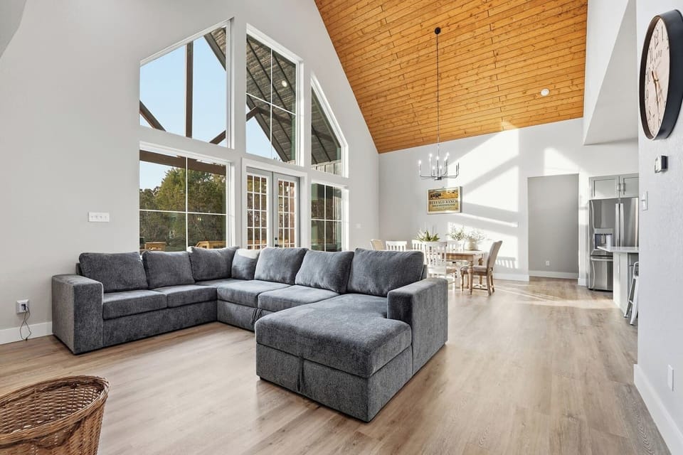 The oversize sectional provides a bed for 2 adults or up to 4 kids