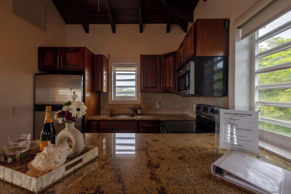 Start your mornings with fresh coffee or toast to your arrival with champagne — this thoughtfully stocked kitchen has everything you need to feel at home.