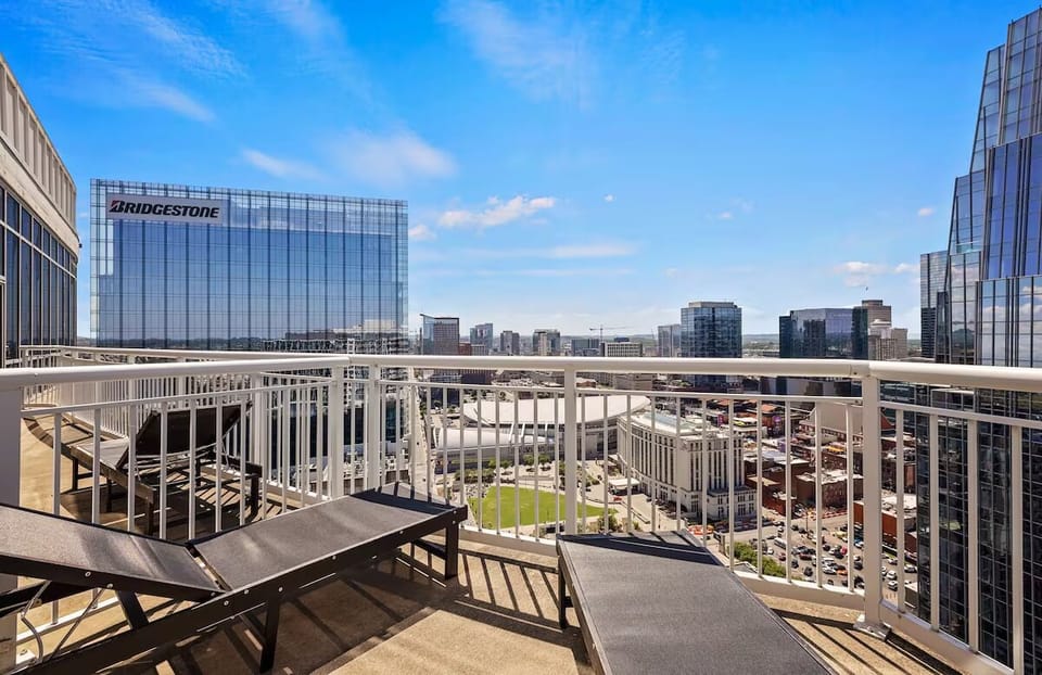 Soak up the sun on loungers above the city skyline.