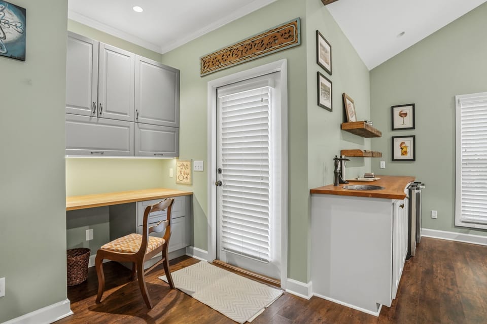 Built-In Office Nook for Remote Work - Dedicated desk space and cabinetry give work calls, planning, or laptop time a place away from the bedrooms.