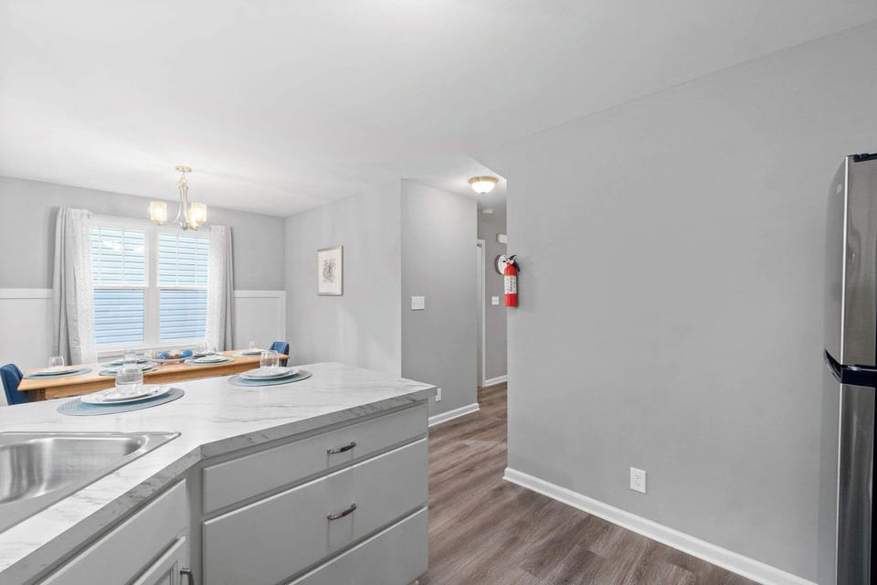 Kitchen Overlooks the Dining Room