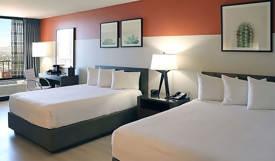 Stretch out together in airy double-bed comfort and style.