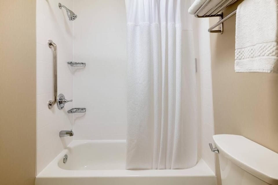 Soak and rinse comfortably with clean, simple tub-shower combo.