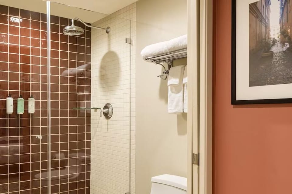 Rinse off under the rainfall shower after sunny adventures.