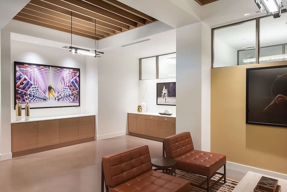 Sink into leather loungers for quiet conversation and downtime.