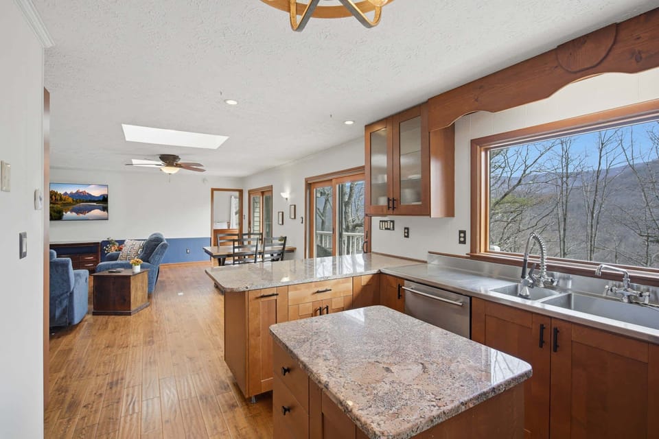 A kitchen with a view