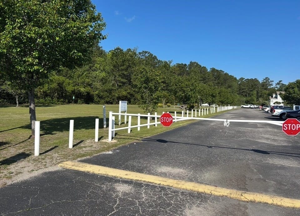 Green space at the end of the complex