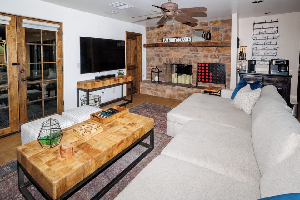 Great room with plush seating for watching TV.