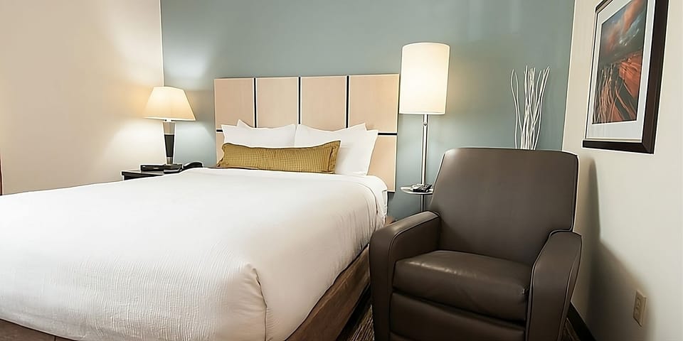 Sink into the plush chair after a restful night’s sleep.