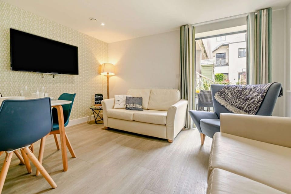The living room at Waveside, Devon
