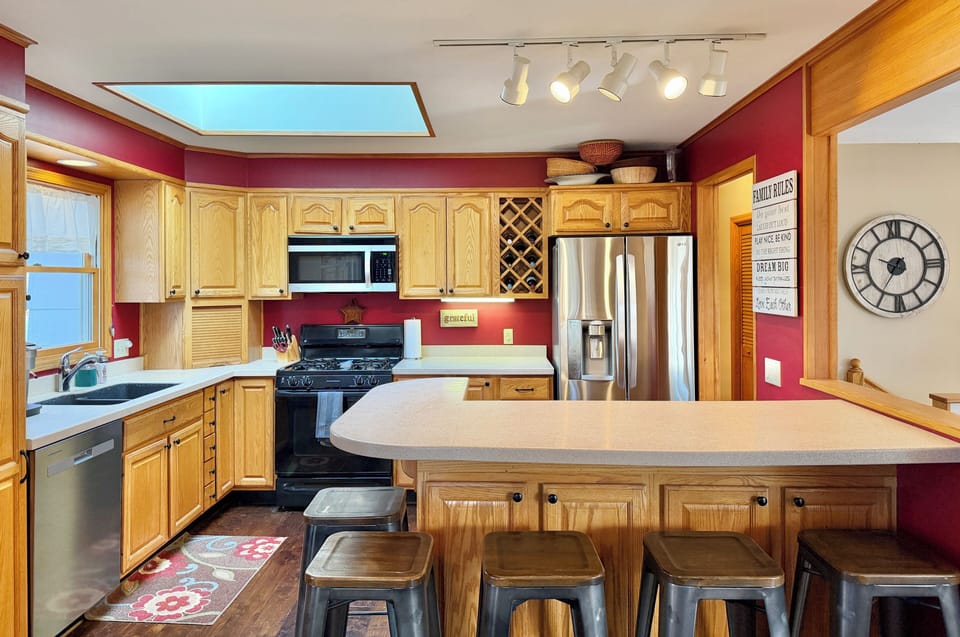 Fully equipped kitchen with modern appliances