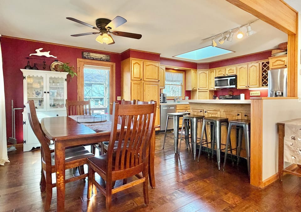 Spacious kitchen and dining area with island seating