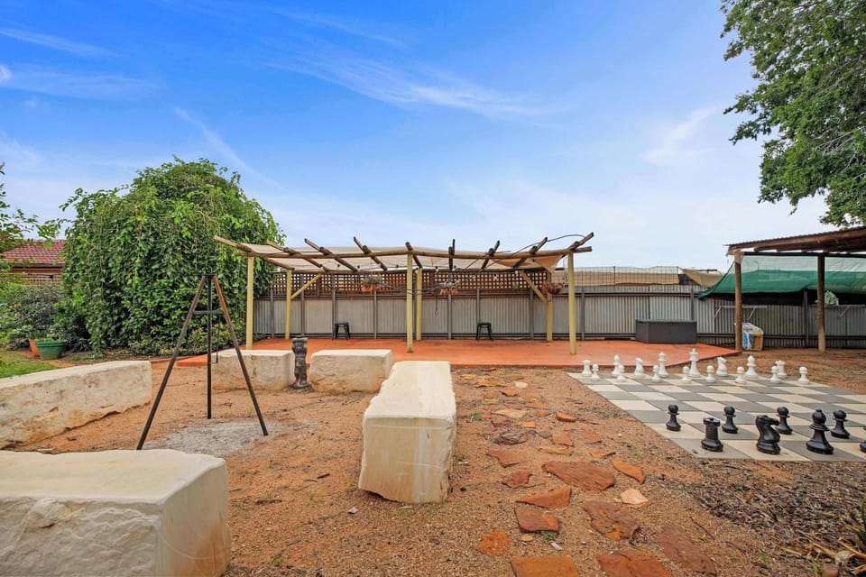 Outdoor Entertaining Area with Firepit, Chess & Badminton Nets