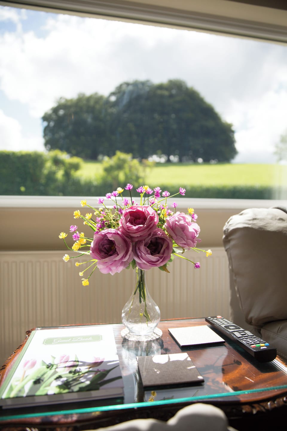 Flowers and view from living room