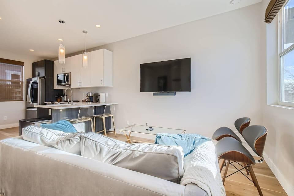 Large sofa with a 60' Smart TV