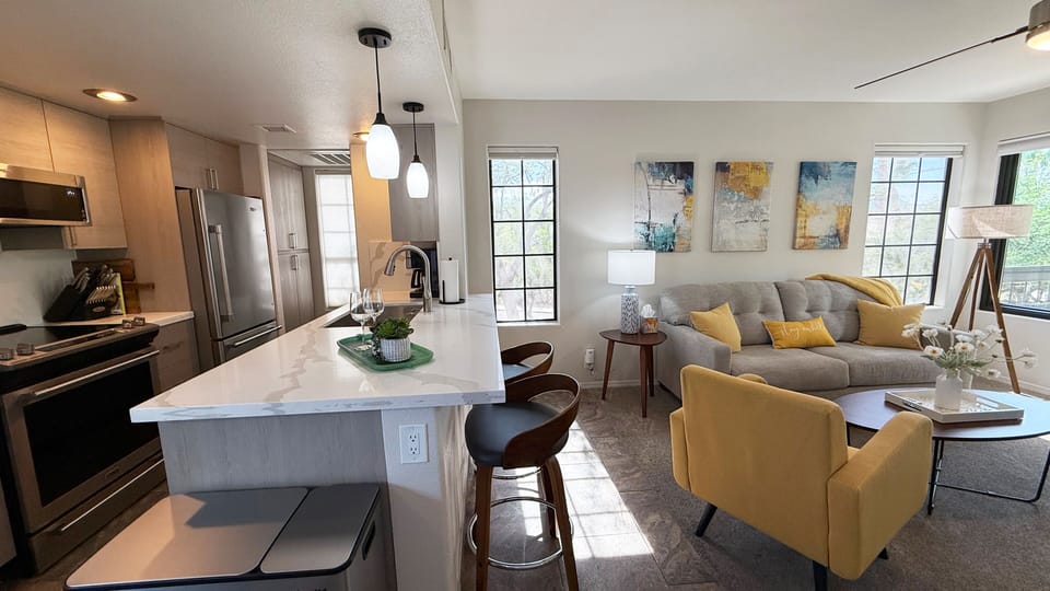 Fully equipped kitchen ready for coffee, cooking, or entertaining.