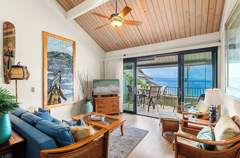 Unit #3 Bright living area with oceanview.