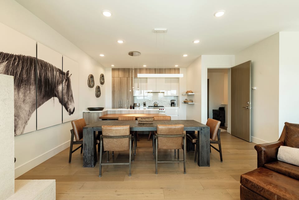 Spacious dining area with designer finishes