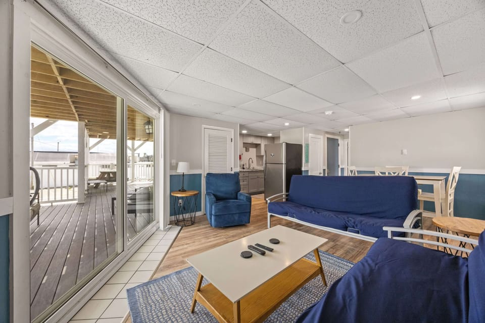 The large open space provides plenty of seating to enjoy each other's company or watch a show.