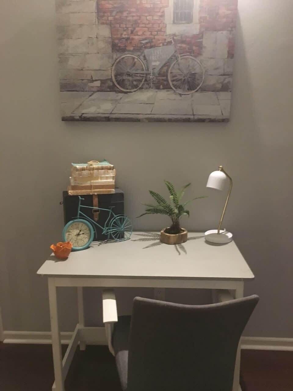 A desk in the back bedroom in case you have to be productive during your trip.  