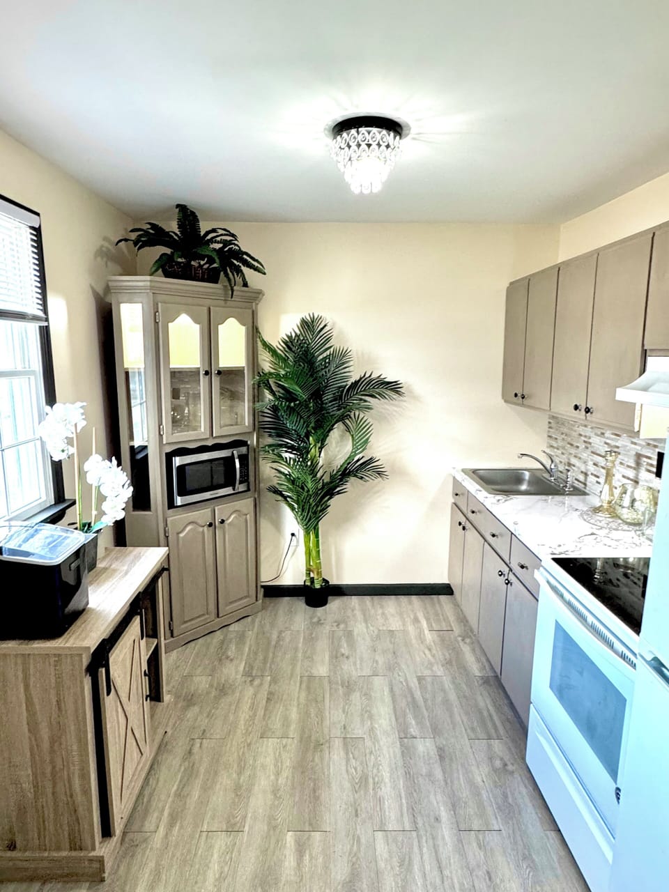 Modern kitchen with coffee bar and ice maker