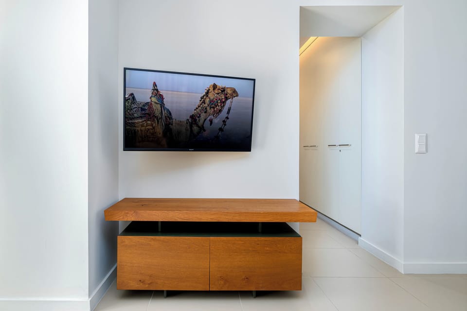 Sleek wall-mounted TV for your entertainment needs.