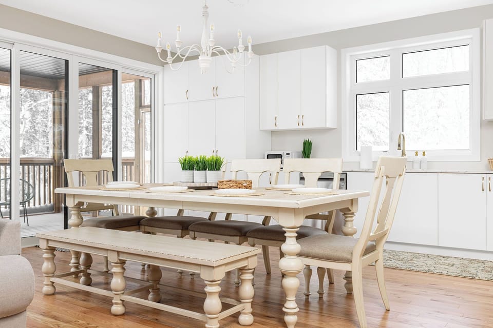Spacious dining table.
