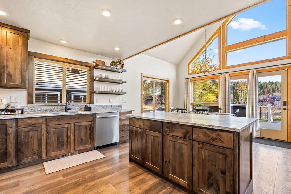 Spacious kitchen with plenty of prep space and natural light.
