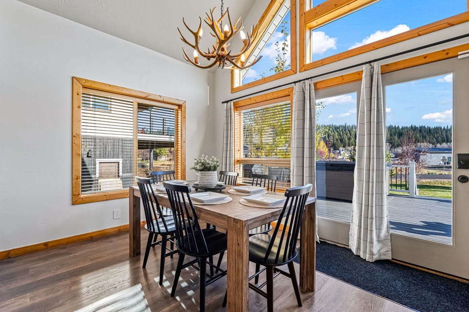 Farmhouse dining table—perfect for meals, games, and gathering together.