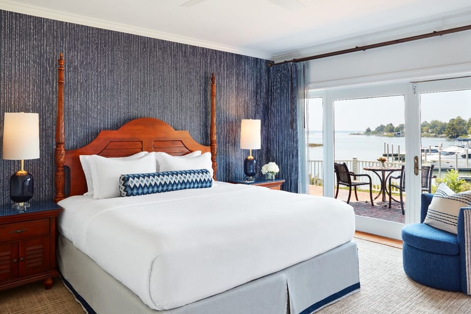 Wake to waterfront sunshine from your serene king bed.