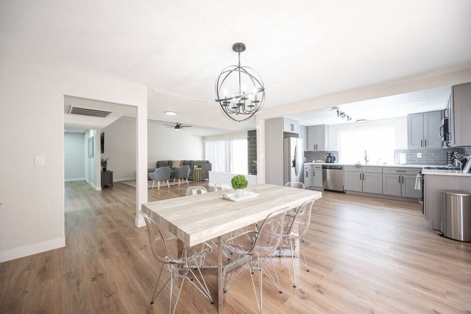 Dining table for 8,  invites you to share a meal together or tell stories about your day`s experiences over your favorite beverage and meal