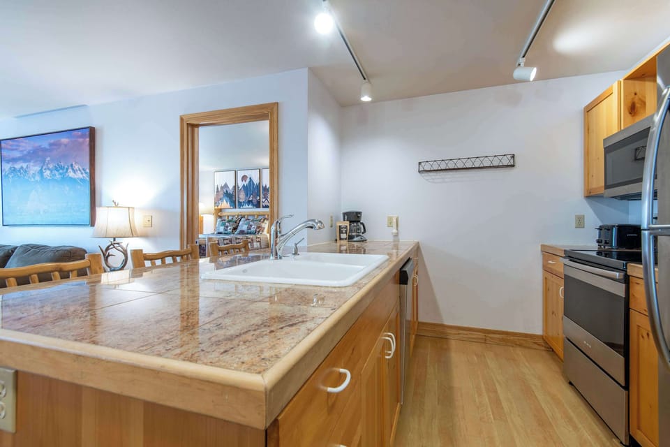 Well-stocked kitchen for cooking at home