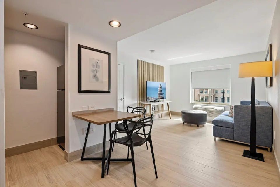 Gather for casual meals, then sink into the comfy sofa.